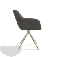 Sedia da pranzo Pavia 6687 in tessuto Adore 156 (grigio scuro), base girevole in champagne, vista laterale