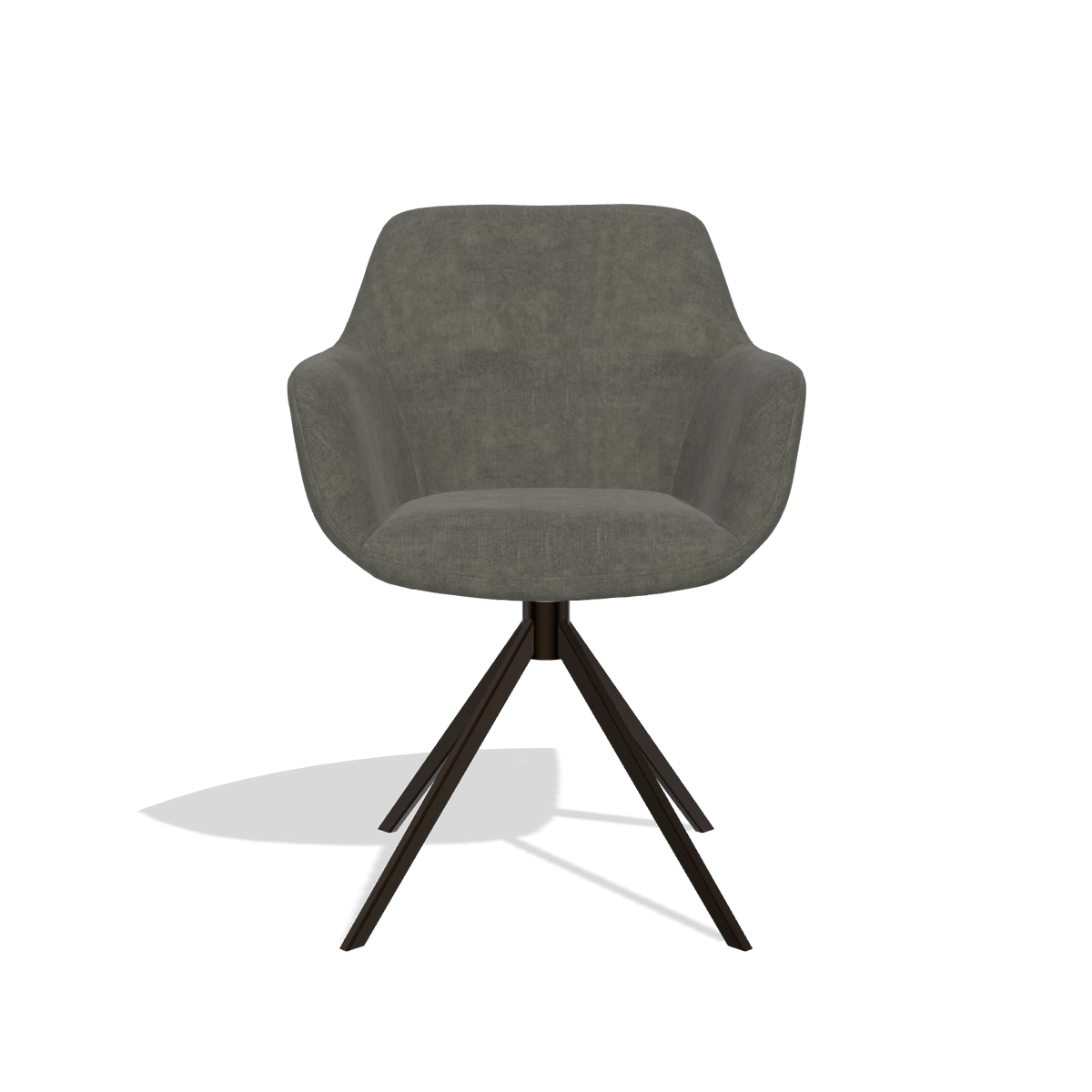 Sedia da pranzo Pavia 6687 in tessuto Adore 156 (grigio scuro), base girevole in espresso, vista frontale
