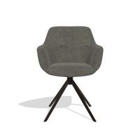 Sedia da pranzo Pavia 6687 in tessuto Adore 156 (grigio scuro), base girevole in espresso, vista frontale