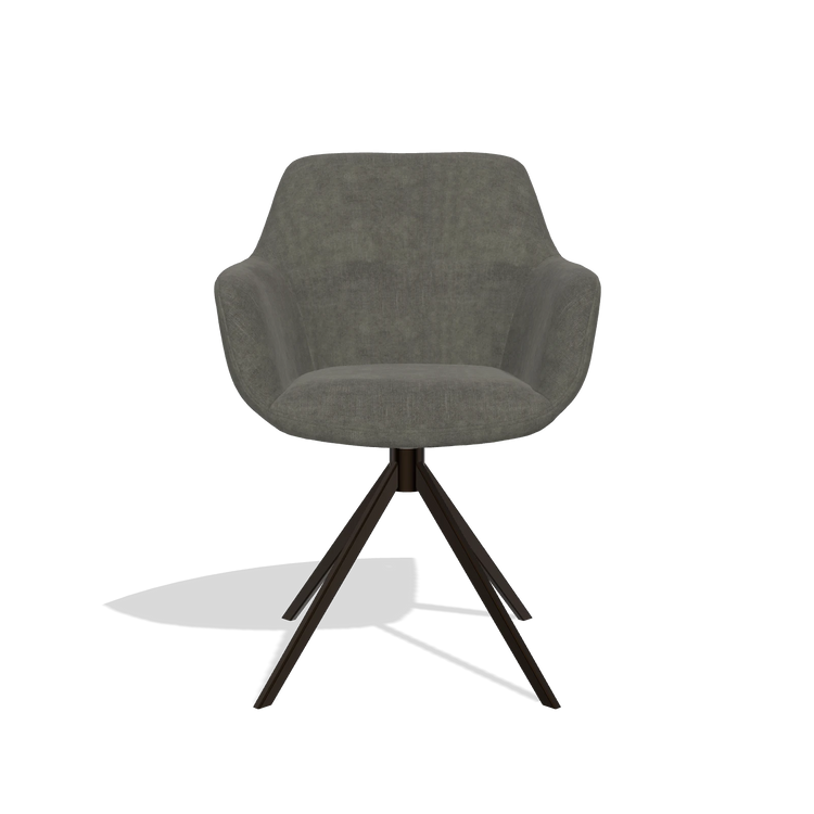 Sedia da pranzo Pavia 6687 in tessuto Adore 156 (grigio scuro), base girevole in espresso, vista frontale