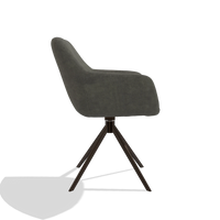 Sedia da pranzo Pavia 6687 in tessuto Adore 156 (grigio scuro), base girevole in espresso, vista laterale