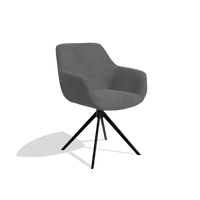 Sedia da pranzo Pavia 6687 in tessuto Adore 180 (grigio scuro), base girevole in nero, vista angolata