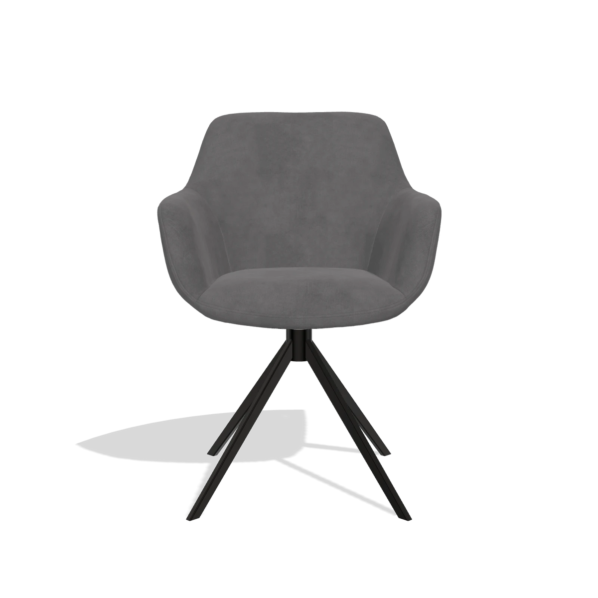 Sedia da pranzo Pavia 6687 in tessuto Adore 180 (grigio scuro), base girevole in nero, vista frontale