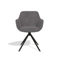 Sedia da pranzo Pavia 6687 in tessuto Adore 180 (grigio scuro), base girevole in nero, vista frontale