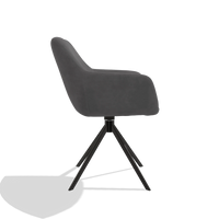 Sedia da pranzo Pavia 6687 in tessuto Adore 180 (grigio scuro), base girevole in nero, vista laterale