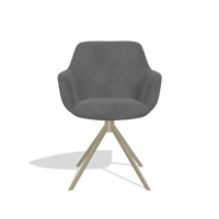 Sedia da pranzo Pavia 6687 in tessuto Adore 180 (grigio scuro), base girevole in champagne, vista frontale