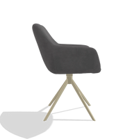 Sedia da pranzo Pavia 6687 in tessuto Adore 180 (grigio scuro), base girevole in champagne, vista laterale