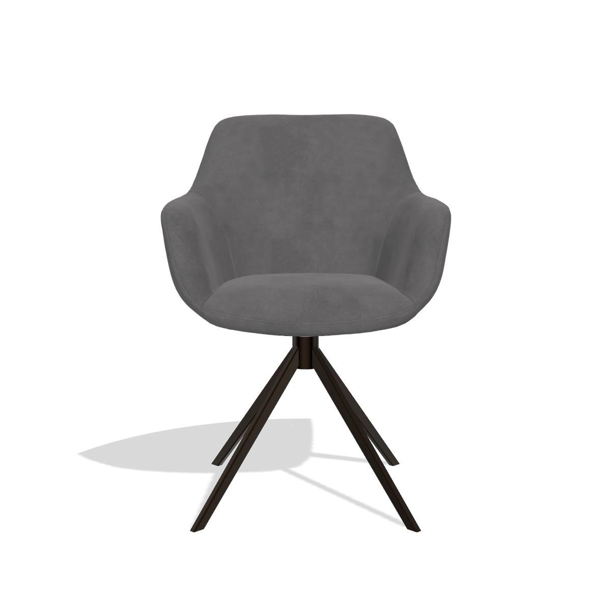 Sedia da pranzo Pavia 6687 in tessuto Adore 180 (grigio scuro), base girevole in espresso, vista frontale