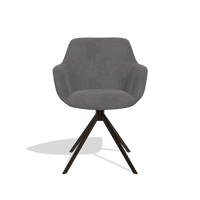 Sedia da pranzo Pavia 6687 in tessuto Adore 180 (grigio scuro), base girevole in espresso, vista frontale