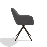 Sedia da pranzo Pavia 6687 in tessuto Adore 180 (grigio scuro), base girevole in espresso, vista laterale