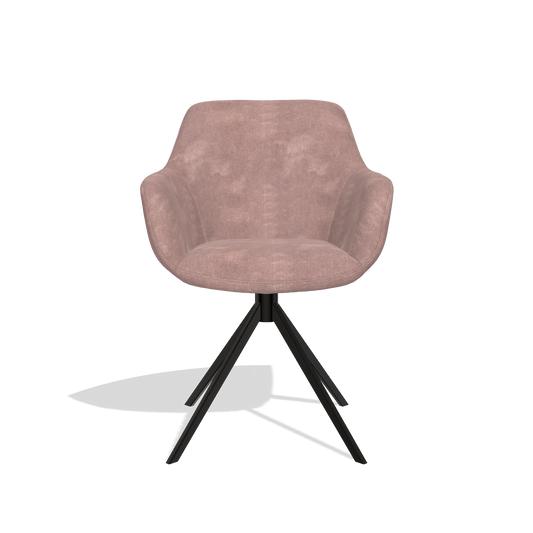 Chaise de salle à manger Pavia 6687 en tissu Adore 200 (taupe), pied pivotant en noir, vue de face