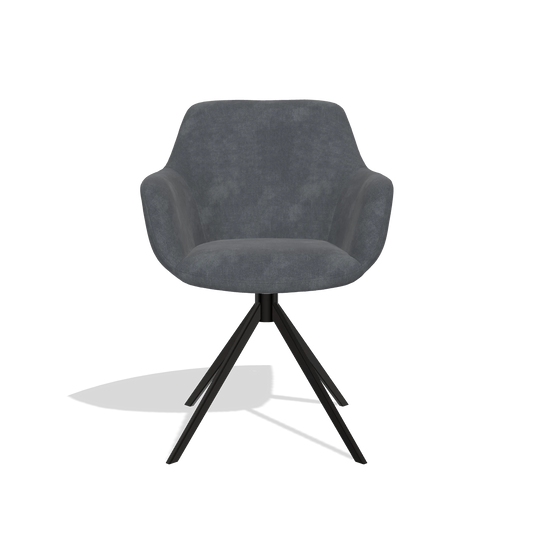 Chaise de salle à manger Pavia 6687 en tissu Adore 56 (anthracite), pied pivotant en noir, vue de face
