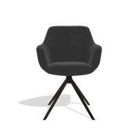 Silla de comedor Pavia 6687 en tela Adore 67 (negro), base giratoria en espresso, vista frontal