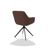 Esszimmerstuhl Pavia 6687 in Stoff Ascot Brick (Schokobraun), Drehfuß in Schwarz, Schrägansicht von hinten