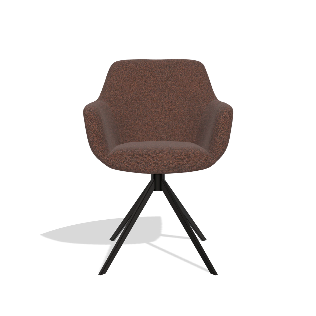 Esszimmerstuhl Pavia 6687 in Stoff Ascot Brick (Schokobraun), Drehfuß in Schwarz, Vorderansicht