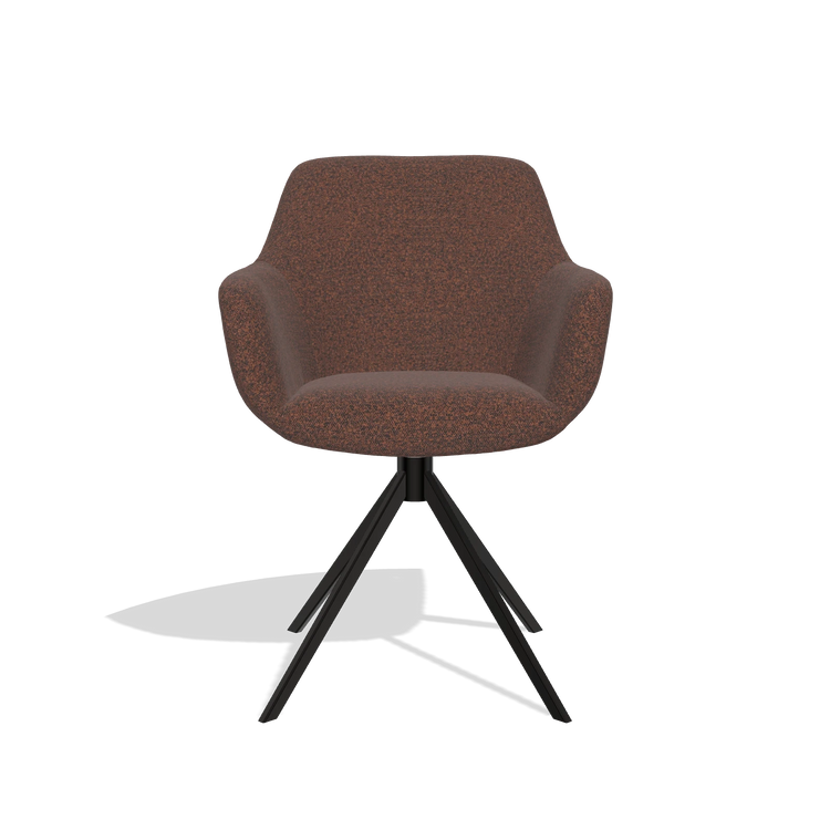 Esszimmerstuhl Pavia 6687 in Stoff Ascot Brick (Schokobraun), Drehfuß in Schwarz, Vorderansicht