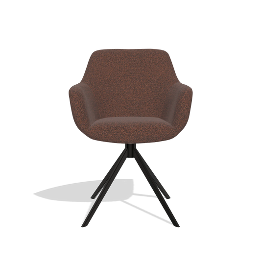 Chaise de salle à manger Pavia 6687 en tissu Ascot Brick (chocolat), pied pivotant en noir, vue de face