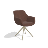 Esszimmerstuhl Pavia 6687 in Stoff Ascot Brick (Schokobraun), Drehfuß in Champagner, Schrägansicht
