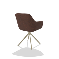 Esszimmerstuhl Pavia 6687 in Stoff Ascot Brick (Schokobraun), Drehfuß in Champagner, Schrägansicht von hinten