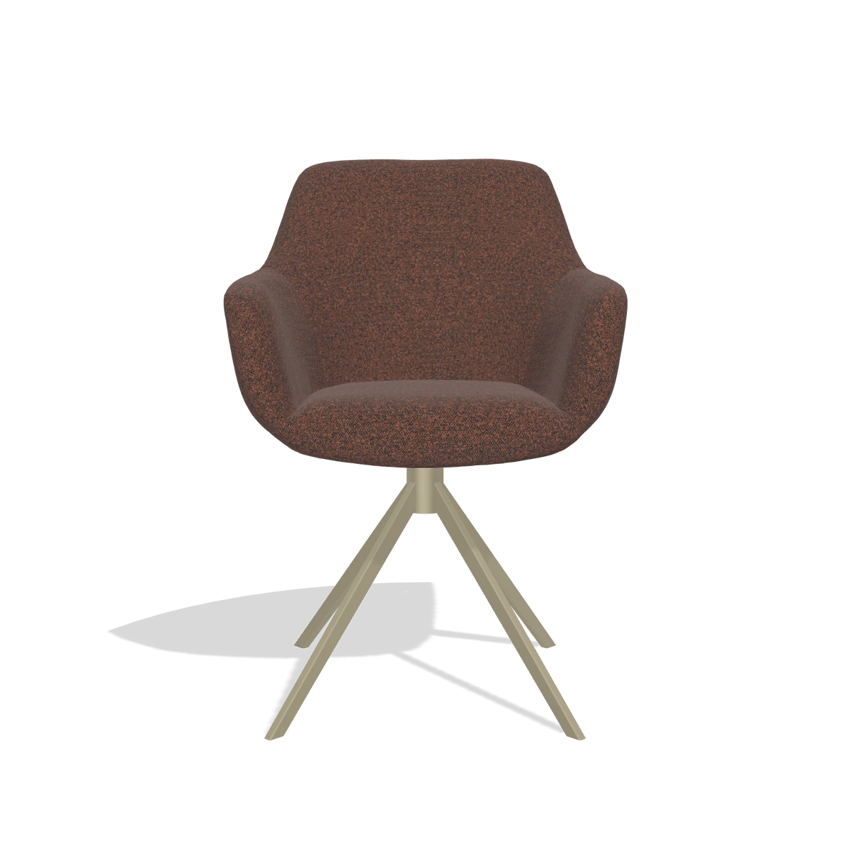 Esszimmerstuhl Pavia 6687 in Stoff Ascot Brick (Schokobraun), Drehfuß in Champagner, Vorderansicht