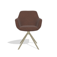 Esszimmerstuhl Pavia 6687 in Stoff Ascot Brick (Schokobraun), Drehfuß in Champagner, Vorderansicht