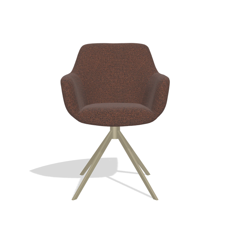 Esszimmerstuhl Pavia 6687 in Stoff Ascot Brick (Schokobraun), Drehfuß in Champagner, Vorderansicht