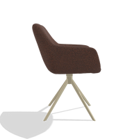 Esszimmerstuhl Pavia 6687 in Stoff Ascot Brick (Schokobraun), Drehfuß in Champagner, Seitenansicht