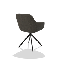 Esszimmerstuhl Pavia 6687 in Stoff Ascot Mouse (Schokobraun), Drehfuß in Schwarz, Schrägansicht von hinten