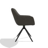 Esszimmerstuhl Pavia 6687 in Stoff Ascot Mouse (Schokobraun), Drehfuß in Schwarz, Seitenansicht