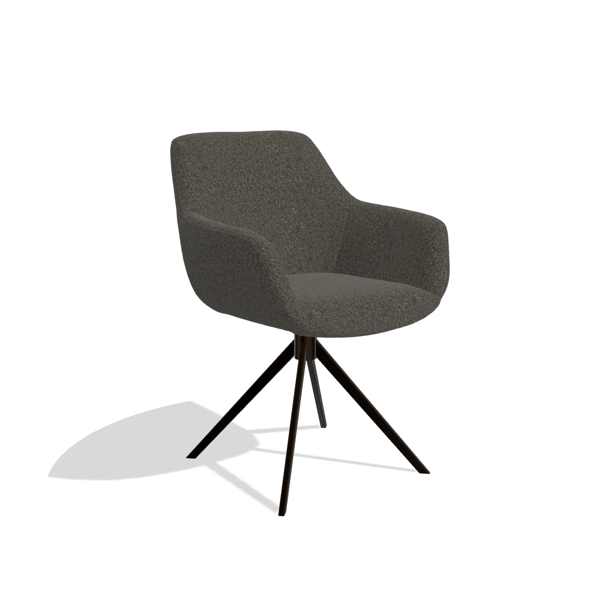 Esszimmerstuhl Pavia 6687 in Stoff Ascot Mouse (Schokobraun), Drehfuß in Espresso, Schrägansicht
