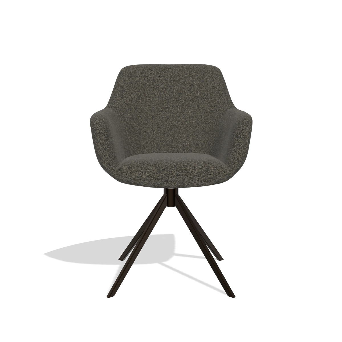 Esszimmerstuhl Pavia 6687 in Stoff Ascot Mouse (Schokobraun), Drehfuß in Espresso, Vorderansicht
