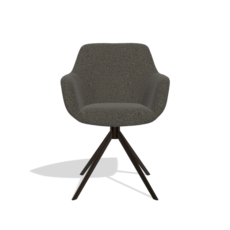 Esszimmerstuhl Pavia 6687 in Stoff Ascot Mouse (Schokobraun), Drehfuß in Espresso, Vorderansicht