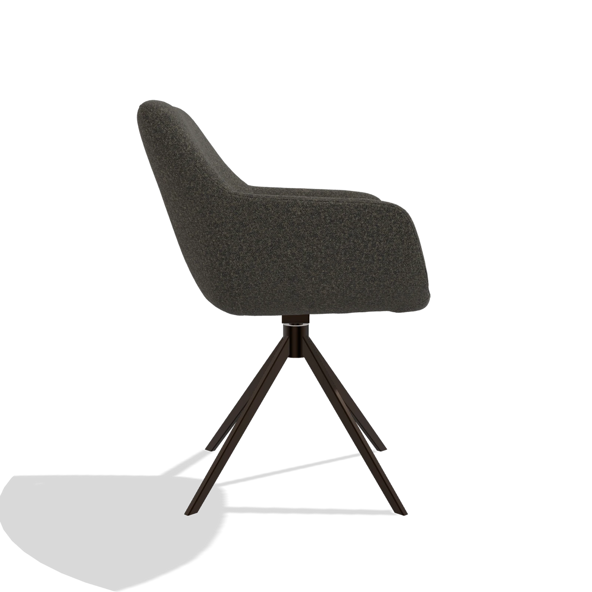 Esszimmerstuhl Pavia 6687 in Stoff Ascot Mouse (Schokobraun), Drehfuß in Espresso, Seitenansicht