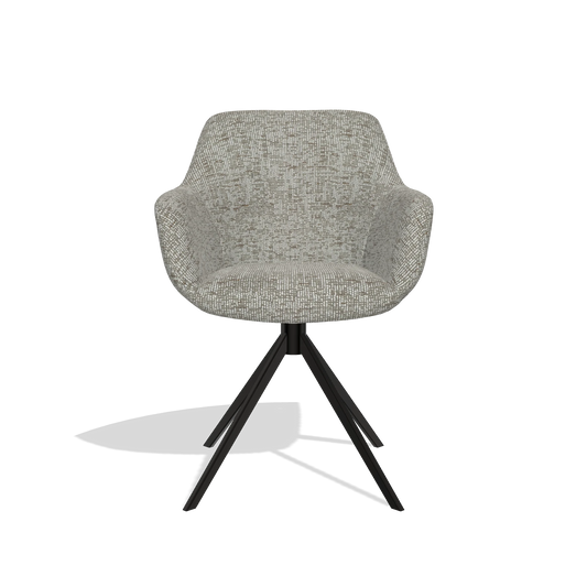 Chaise de salle à manger Pavia 6687 en tissu Be Fine 120 (gris), pied pivotant en noir, vue de face