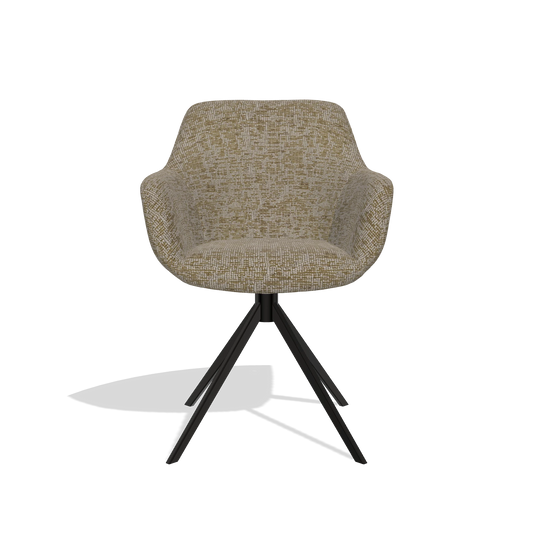 Chaise de salle à manger Pavia 6687 en tissu Be Fine 25 (taupe), pied pivotant en noir, vue de face