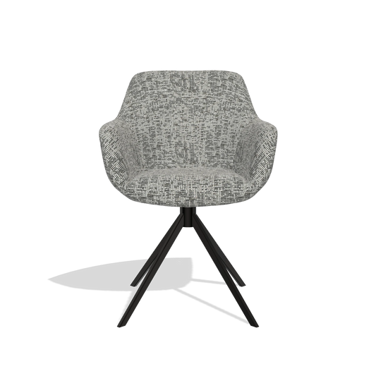 Chaise de salle à manger Pavia 6687 en tissu Be Fine 45 (taupe), pied pivotant en noir, vue de face