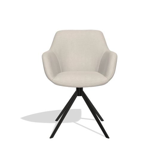 Chaise de salle à manger Pavia 6687 en tissu Boogie 02 (gris clair), pied pivotant en noir, vue de face