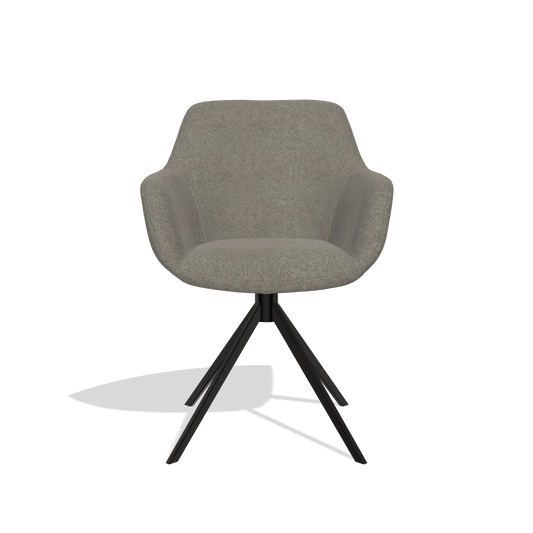 Chaise de salle à manger Pavia 6687 en tissu Boogie 12 (gris foncé), pied pivotant en noir, vue de face