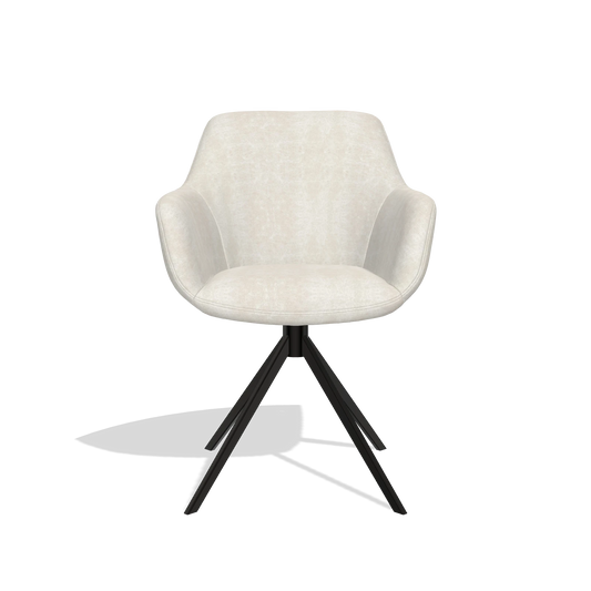 Chaise de salle à manger Pavia 6687 en tissu Bull 05 (gris clair), pied pivotant en noir, vue de face