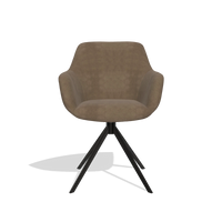 Dining Chair Pavia 6687 in Bull 15 fabric (brown), black swivel base, front view