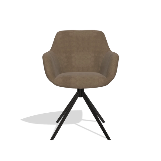 Chaise de salle à manger Pavia 6687 en tissu Bull 15 (marron), pied pivotant en noir, vue de face