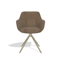 Dining Chair Pavia 6687 in Bull 15 fabric (brown), champagne swivel base, front view