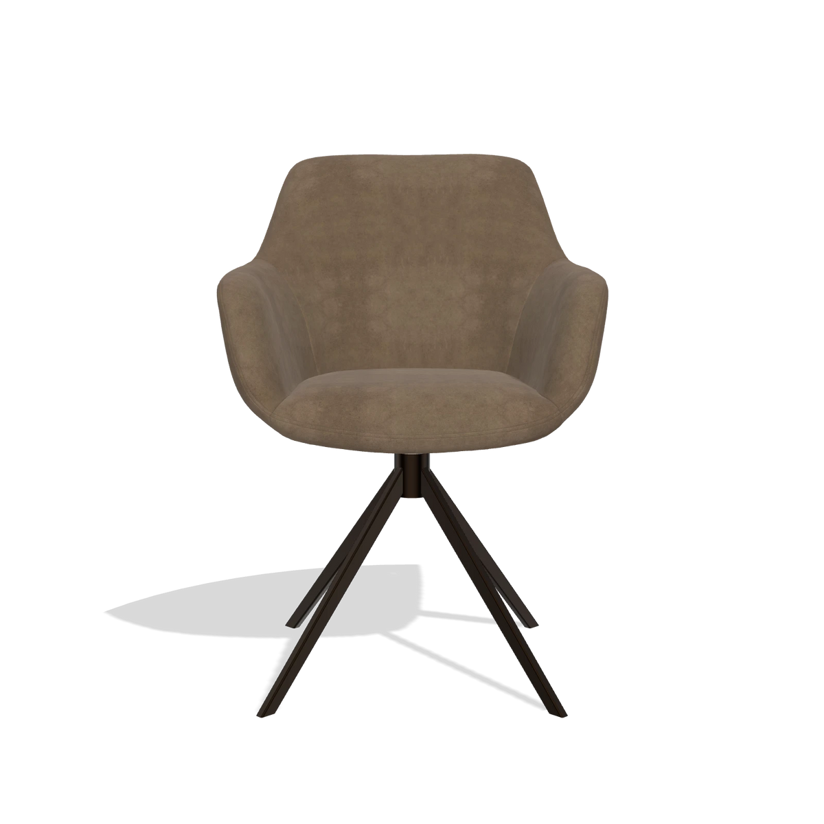 Dining Chair Pavia 6687 in Bull 15 fabric (brown), espresso swivel base, front view