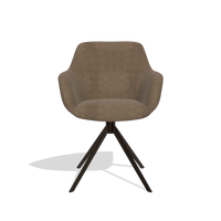 Dining Chair Pavia 6687 in Bull 15 fabric (brown), espresso swivel base, front view