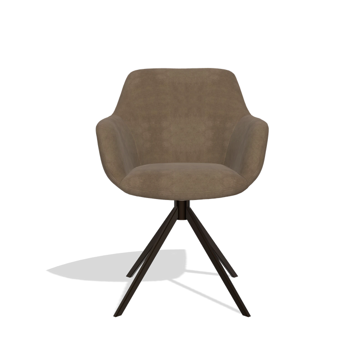 Dining Chair Pavia 6687 in Bull 15 fabric (brown), espresso swivel base, front view