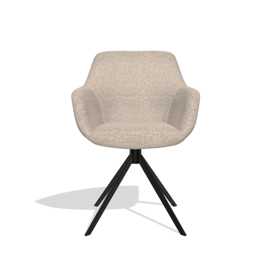 Chaise de salle à manger Pavia 6687 en tissu Cayenne 196 (vieux rose), pied pivotant en noir, vue de face