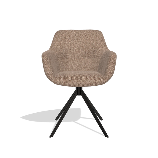 Chaise de salle à manger Pavia 6687 en tissu Cayenne 28 (taupe), pied pivotant en noir, vue de face