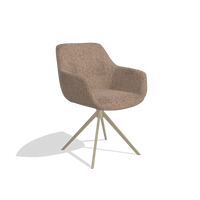 Chaise de salle à manger Pavia 6687 en tissu Cayenne 28 (taupe), pied pivotant en champagne, vue de trois-quarts