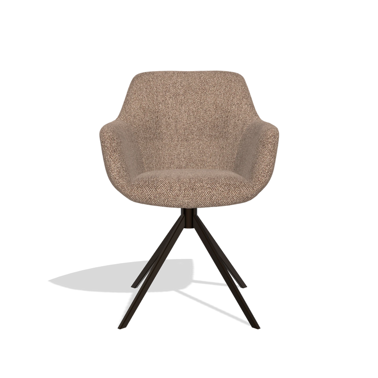 Chaise de salle à manger Pavia 6687 en tissu Cayenne 28 (taupe), pied pivotant en espresso, vue de face