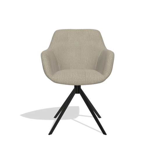 Chaise de salle à manger Pavia 6687 en tissu Energy 05 (grège), pied pivotant en noir, vue de face
